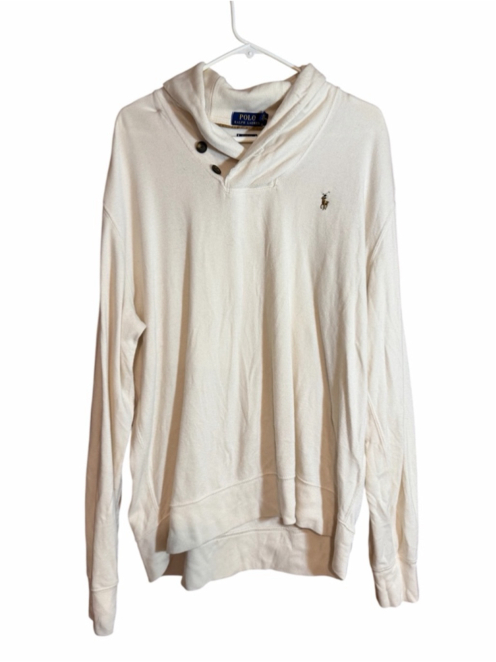 Polo Ralph Lauren 1/4 Loop Button Sweater Estate Rib Cream Mens Size XL